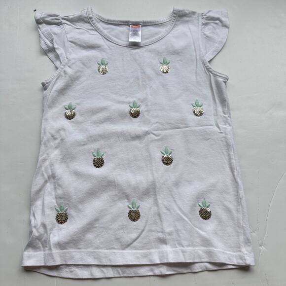 Gymboree White Pineapple Sequin Cap Sleeve Shirt - Size 10 - Picture 2 of 4